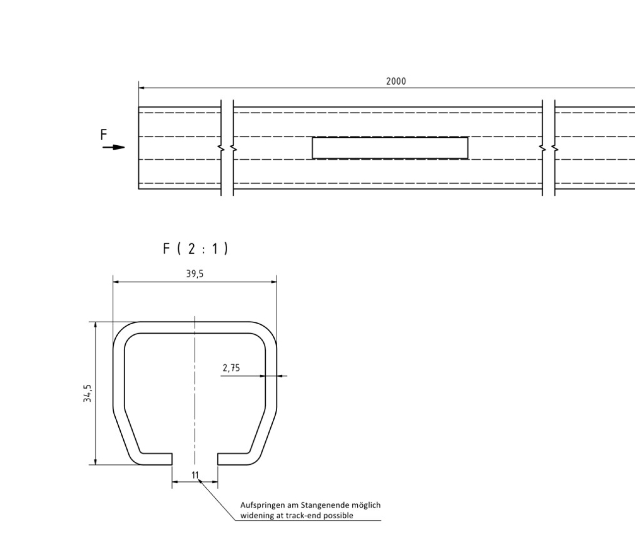 Laufrohr Gr. 1 / 2m / verzinkt MEA 11337021